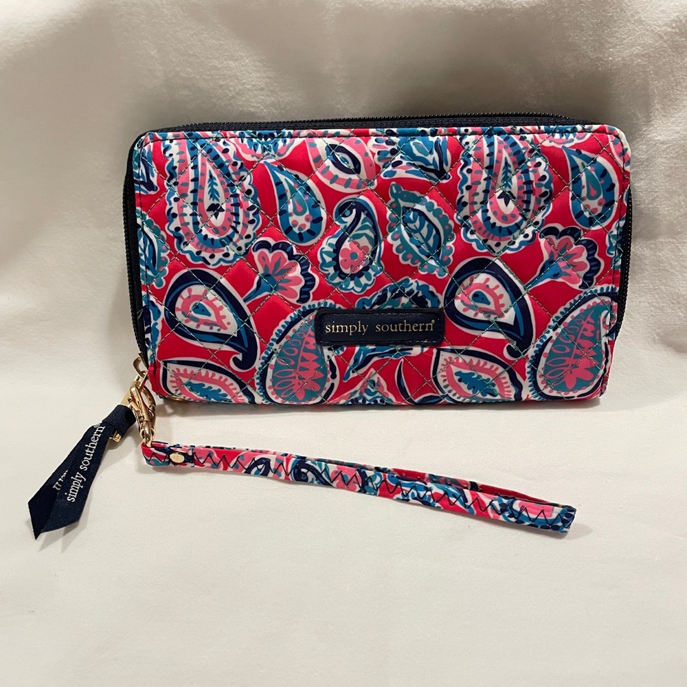 Simply Southern Clutch Pink/Blue Paisley